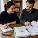 ocuments de revenus et budget préparés pour une étude de crédit immobilier